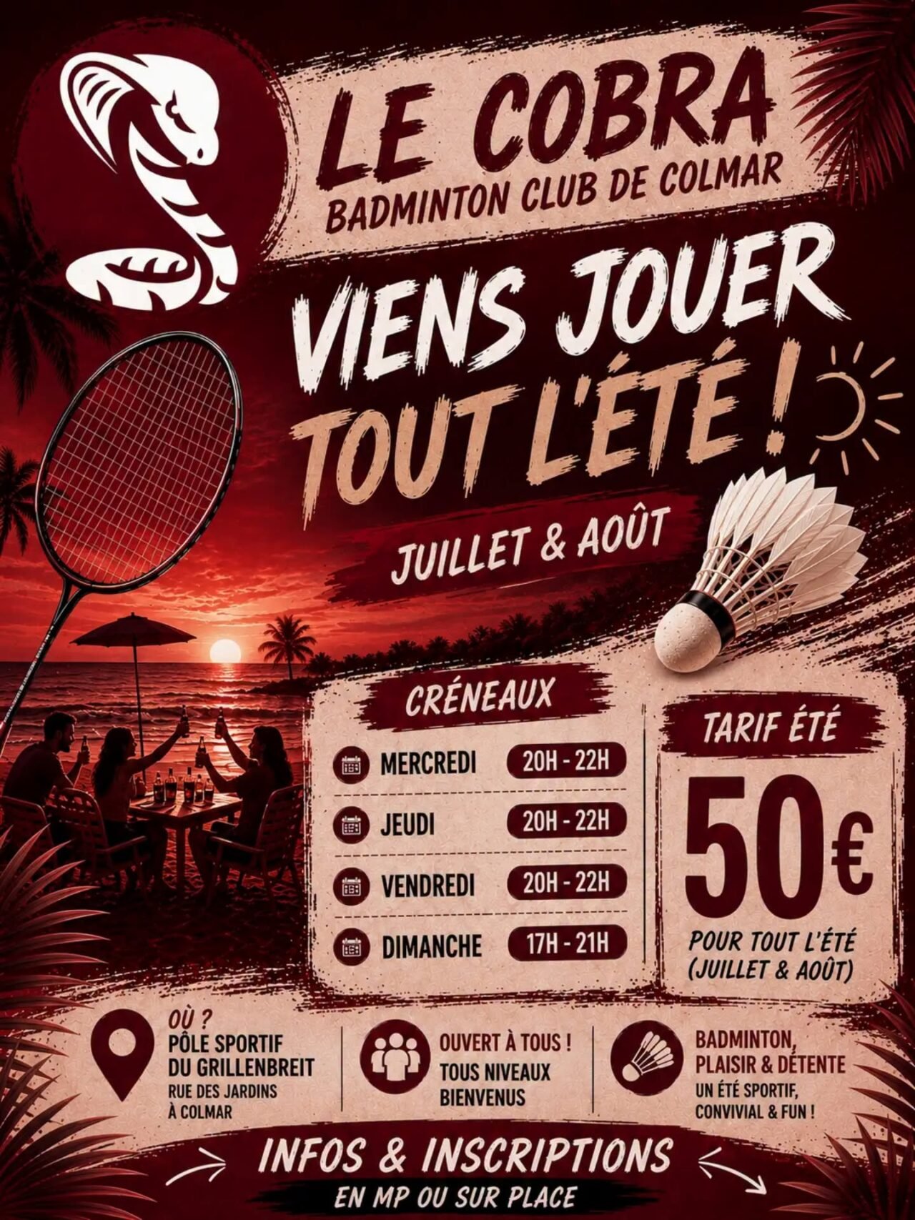 Créneaux d’été 2026